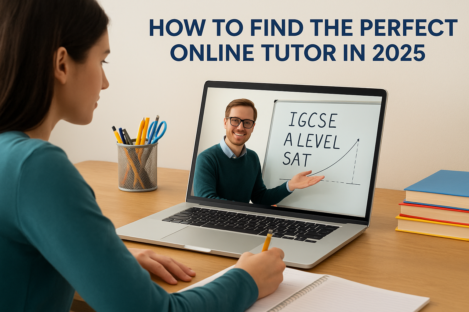 Student using interactive online tutoring platform for IGCSE, A Level, and SAT exam preparation – 2025