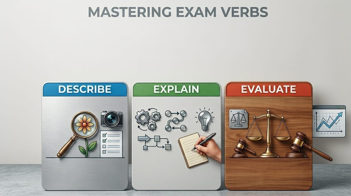 How High-Scoring Students Answer Explain vs Describe vs Evaluate (Exam Guide)